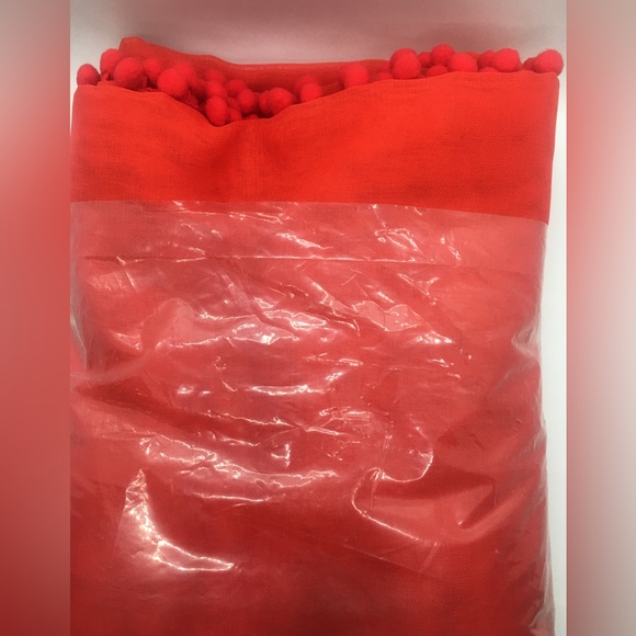Red Pom Pom Sheer Curtain x Includes 2 Curtains - Picture 6 of 7